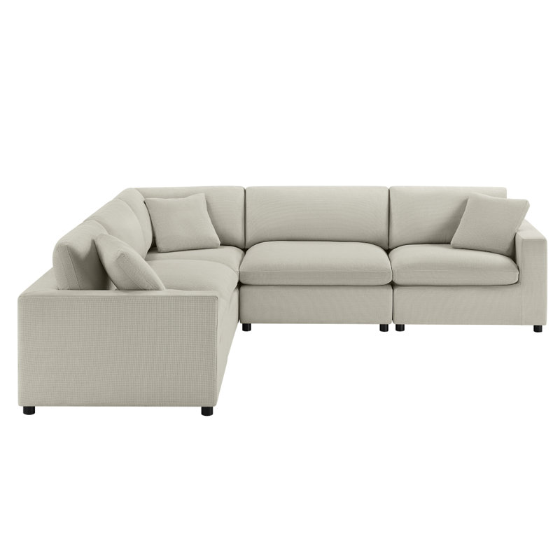 Cassandra Modular 5Piece Sectional, Polyester - Light Beige
