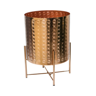 Zendaya Embossed Metal Planter with Stand