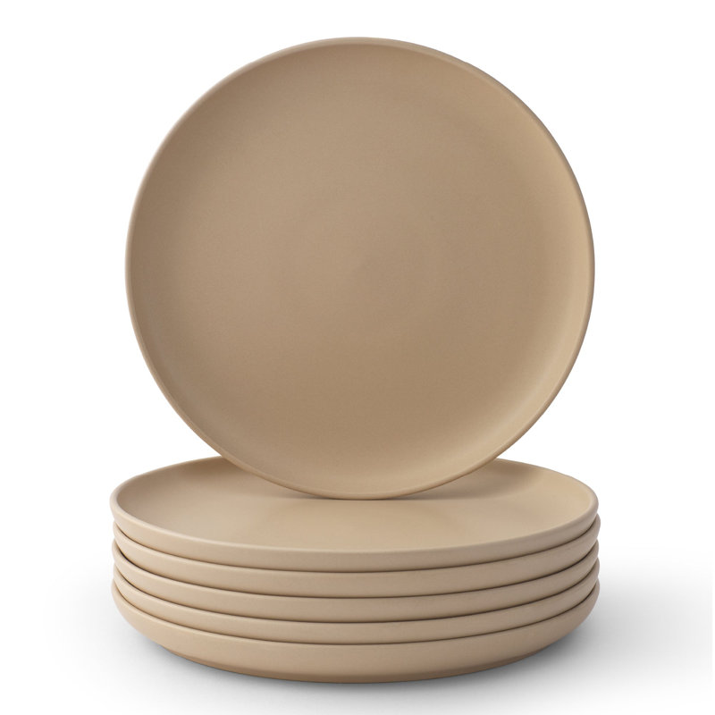 Matte Beige Ceramic Dinner Plates Set of 6