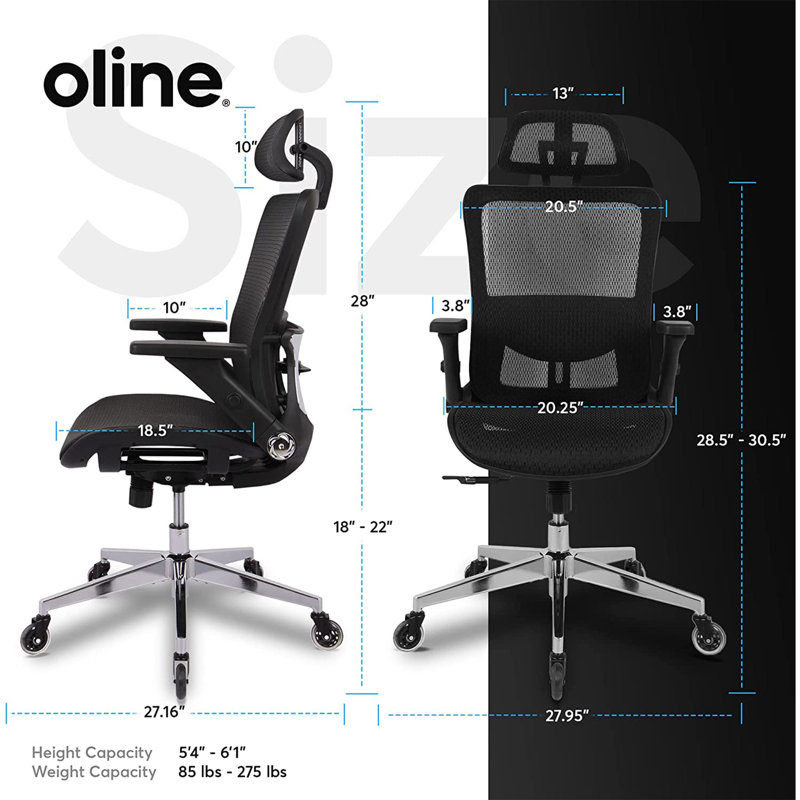 Mesh Task Chair with Headrest, Black