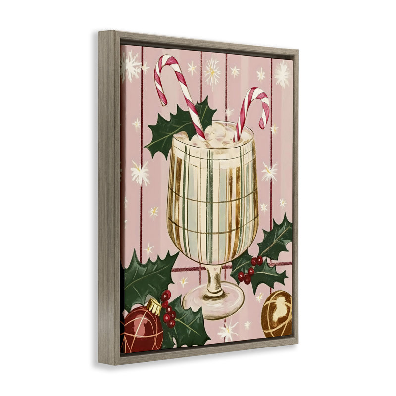 Cadre flottant pastel de cocktail de Noël, design par Franklyn Gregory, Cadre flottant orme Montalcino, H 31 po x l 25 po