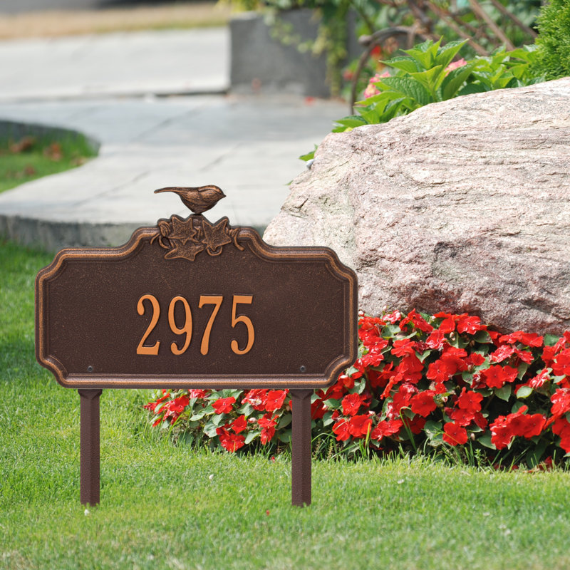 Chickadee Ivy 1-Line Personalized Garden Sign, Antique Copper, Yes