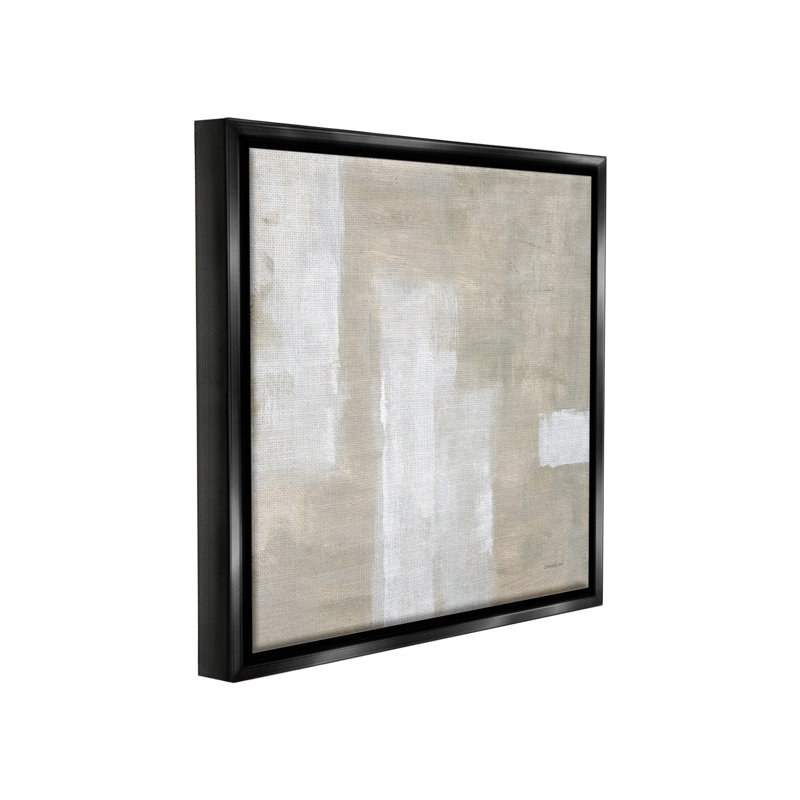 «Subtle Beige Abstract» par Danhui Nai sur, Cadre flottant noir de jais, H 25 po x l 25 po