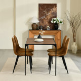 Hararat Modern 5-Piece Dining Set Rectangular Table Upholstered ChairsDining Room Breakfast Nook
