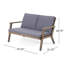 Ensemble de causeuse d'extérieur en bois d'acacia 4 places Temecula - Causeuse, table basse et 2 fauteuils club - fini gris + coussin gris