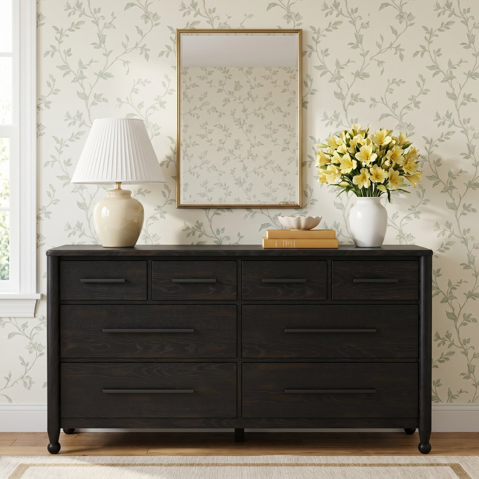 Billie 68" Oak Double Dresser, Black