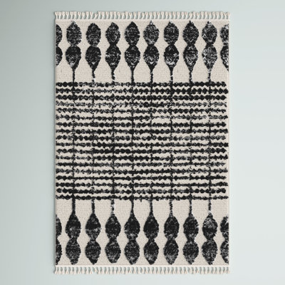 Tapis noir à motif géométrique Orlando