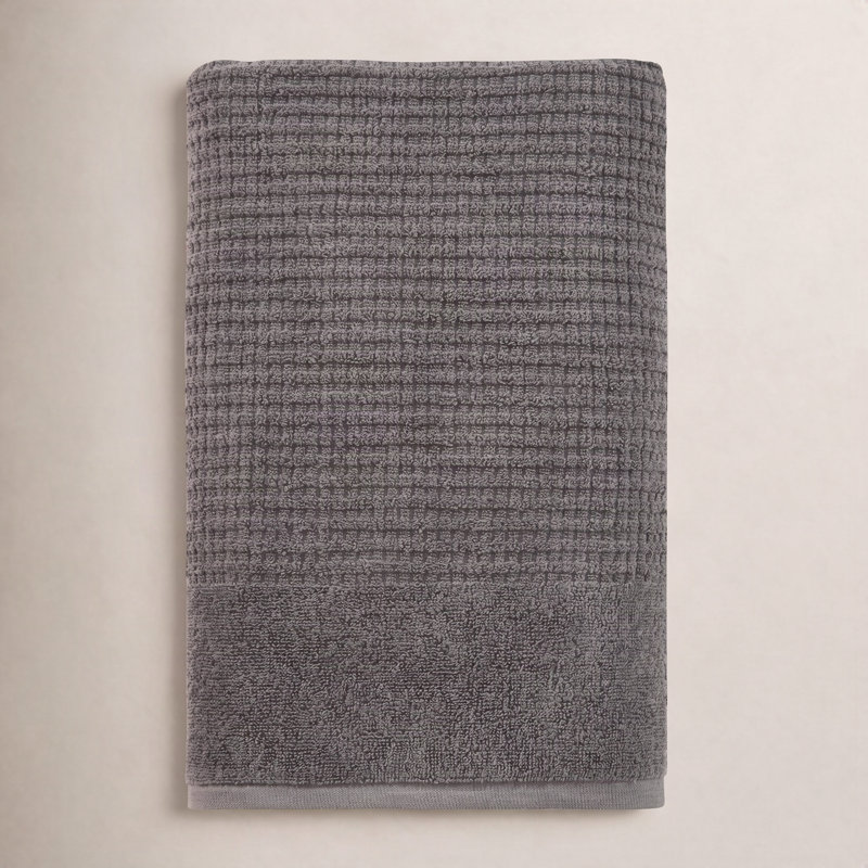 Earline Turkish Cotton Midweight Bath Towel, Gray