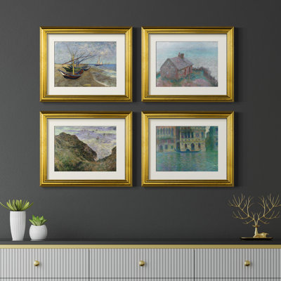 "Vintage Landscape III", ensemble de 4 reproductions encadrées
