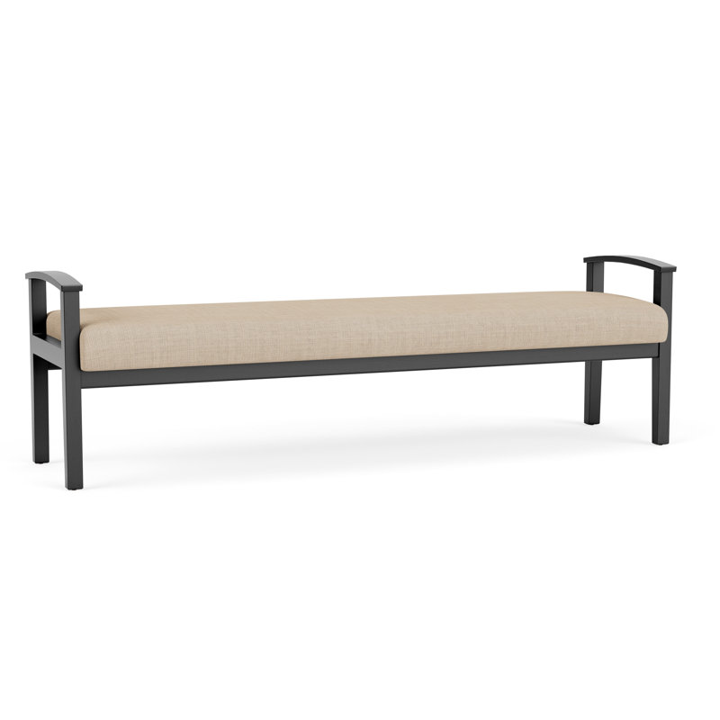 Banc en bois massif Amherst, Noir, Chambray calcaire