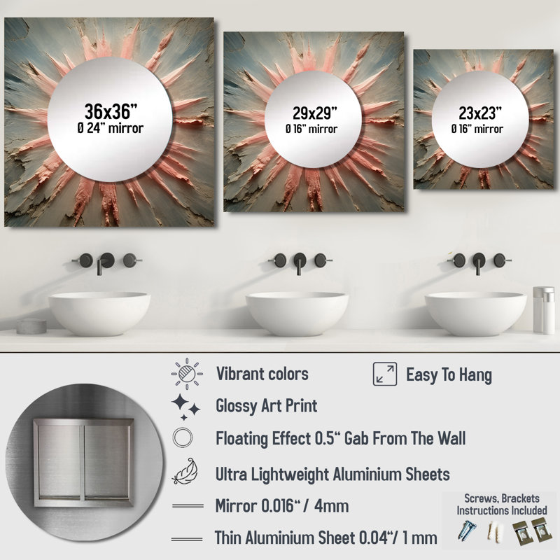 Devlan - Miroir moderne Mid-Century, 29 po x 29 po