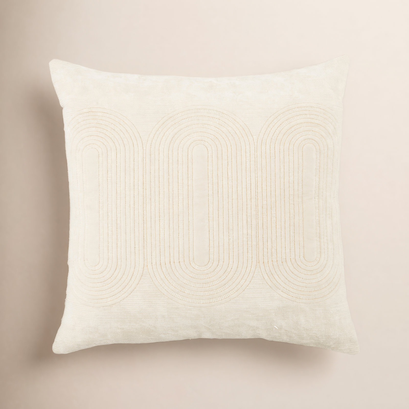 Ramona Square Cotton Pillow Cover & Insert, Blanc De Blanc/Silver Green/Rich Gold, 100% Polyester