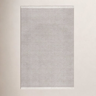 Gray Hand-Woven Chevron Rug