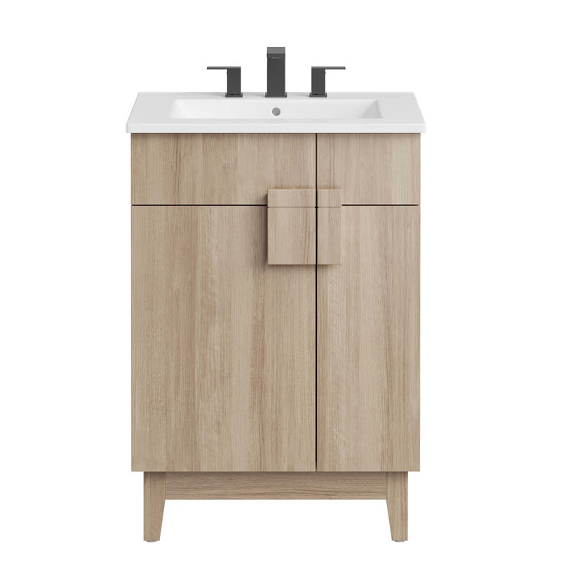 Miles 24" White Oak Bathroom Vanity with Ceramic Top