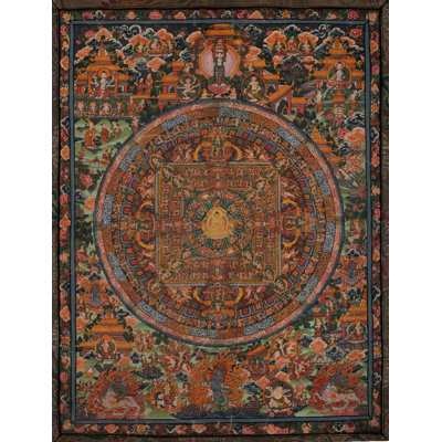 Original Shakyamuni Mandala Thangka avec brocart peint à la main
