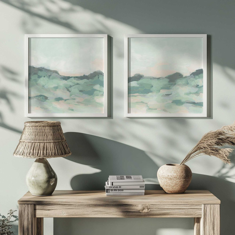 Ensemble de 2 impressions sur toile dans un cadre, Cadre noir satiné, H 17,5 po x l 35 po