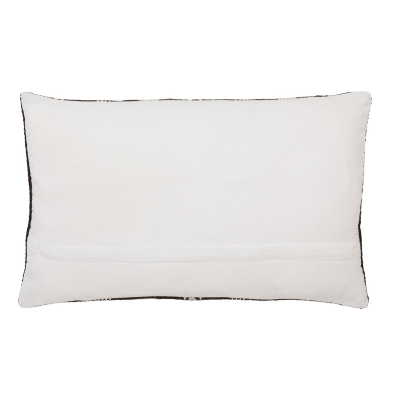 Positano Embroidered Indoor/Outdoor Pillow Cover, Polyester/Polyfill, Black/Ivory