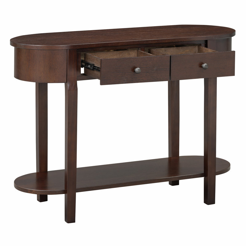Elegant Retro Console Table with Curved Design, Espresso