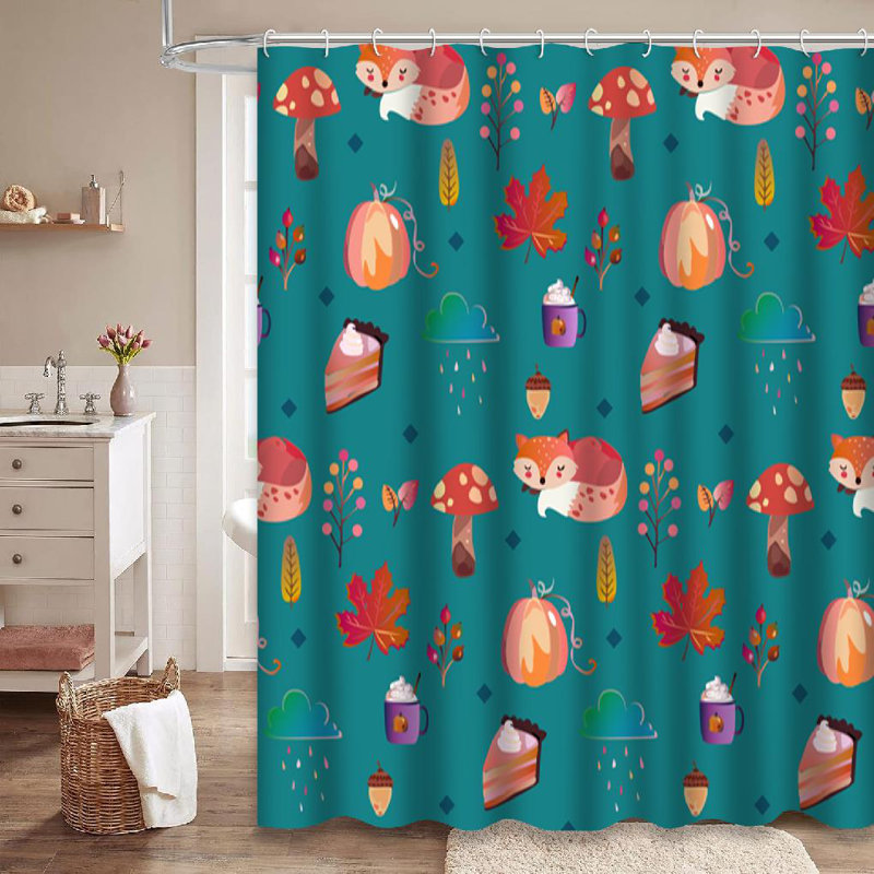 Rideau de douche d'automne avec 12 crochets, L 72 po x l 84 po