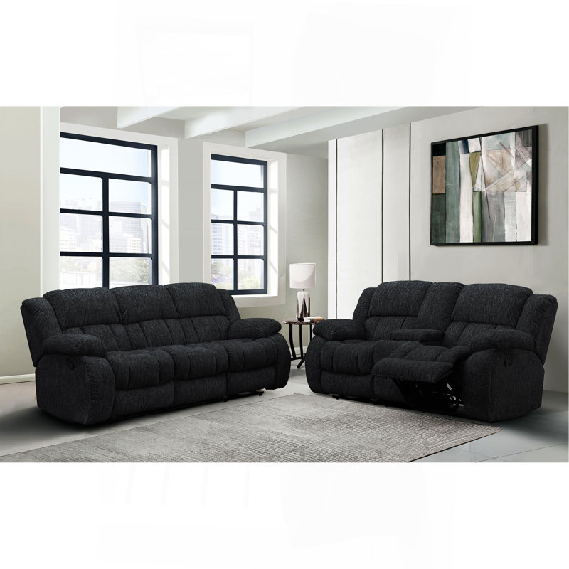 CONSOLE RECLINING LOVESEAT, Black