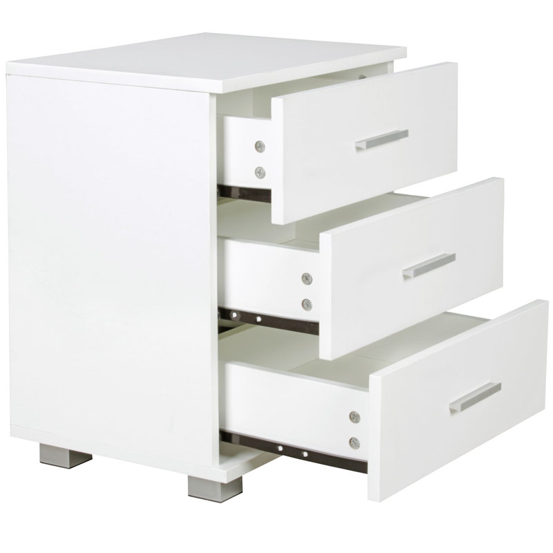 Mayler 45cm W Manufactured Wood Bedside Table, White