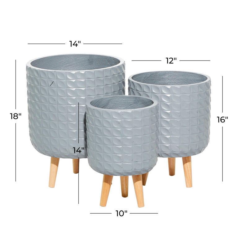 Wood Contemporary Planter, Gray