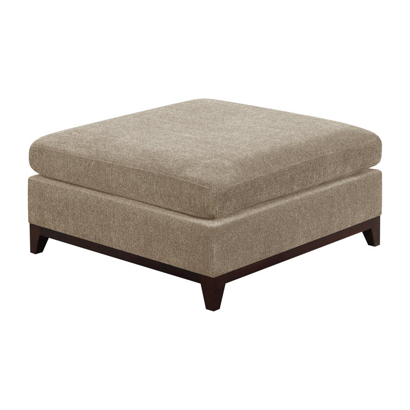 Mailey Square Chenille Cocktail Ottoman, Tan