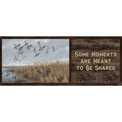 Canards colverts et canards pilets, 30 x 76 cm, Panneau, Certains moments sont faits pour être partagés