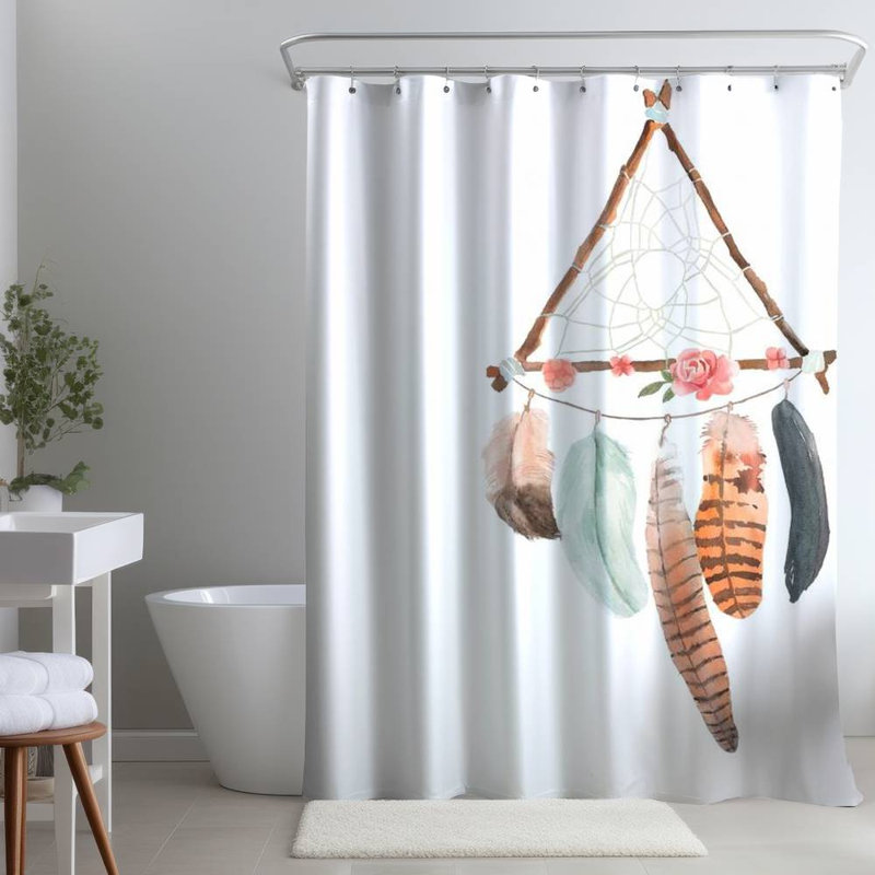 Shower Curtain MI95 – Polyester Shower Curtain, Dye Sublimation Print, 71" W × 74" L