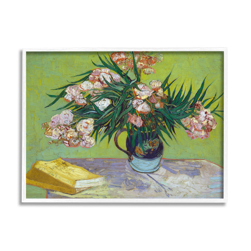 Bb-145-Fleurs classiques et livres encadrés sur bois par Vincent Van Gogh, Estampe numérique encadrée blanc bord de mer