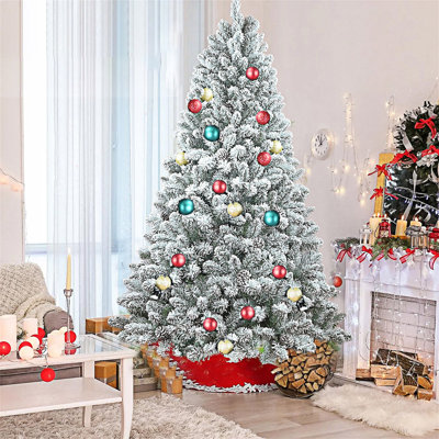 Arbre de Noël artificiel floqué avec support en métal