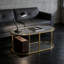 Table basse moderne en verre ovale avec 2 niveaux et structure en métal doré, table d'appoint en verre trempé pour le salon, la chambre à coucher ou le bureau