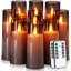 Ensemble de 9 bougies sans flamme grises, bougies à piles avec télécommande et minuterie, bougies à DEL scintillantes pour la décoration d'Halloween, mèche 3D, lumière jaune chaude, D2,2 xh5 6 po 7 po