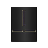 ZLINE Autograph 60 in. Black Steel Built-In Refrigerator w/ Gray Interior and Gold Helix Handles