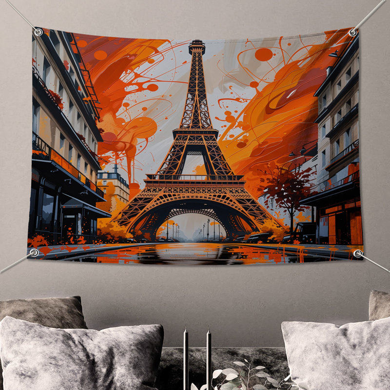 Tapisserie murale Tour Eiffel - Décoration murale architecture, 50in H x60in W with 4 Grommets