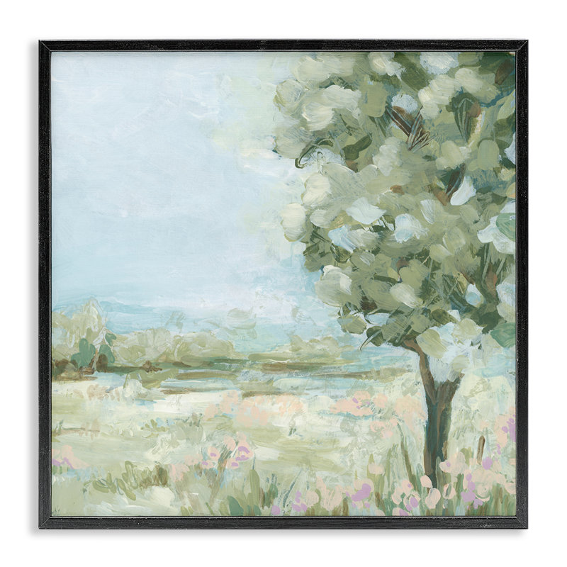 «Lone Tree» par Field, estampe numérique de June Erica Vess, H 12 po x l 12 po, Giclée encadrée noir minuit