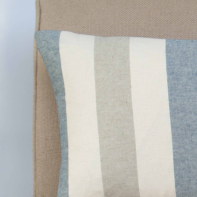 Striped Blue Cushion, 43x30cm, Feather filled