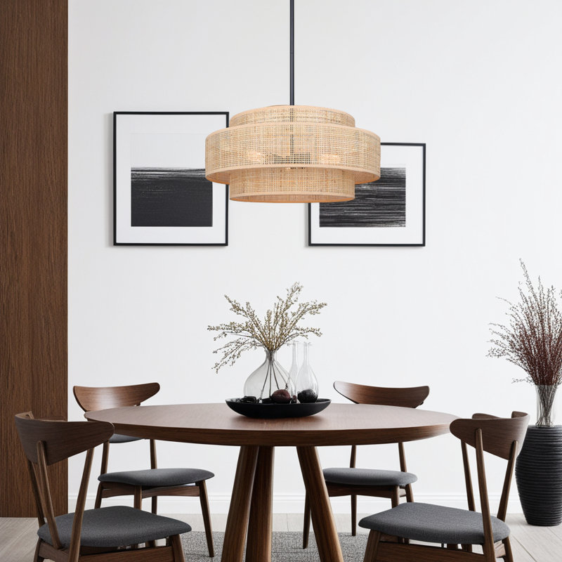 Dominique 3-Light Chandelier, Noir / naturel