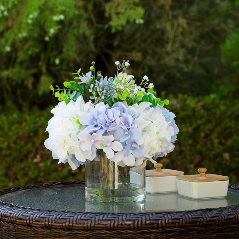 Silk Hydrangea Arrangement in Vase