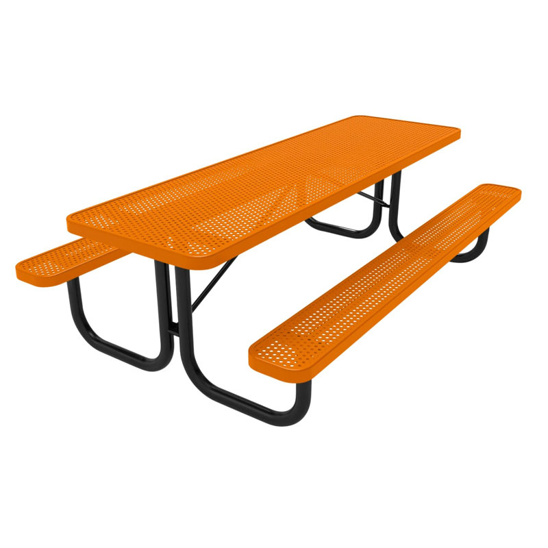 Table de pique-nique rectangulaire de 2,4 m (8 pi), perforée, texturée orange, 8ft Rect, Punched, Orange texturé
