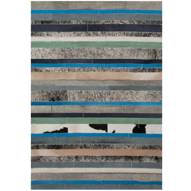 Art Hide Cowhide Area Rug in Blue, Rectangle 6' x 9'