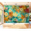 Papier peint adhésif pelez et collez, feuilles d'automne flottant, tourbillonnant des eaux, fleurs délicates, art mural auto-adhésif et amovible-130461674