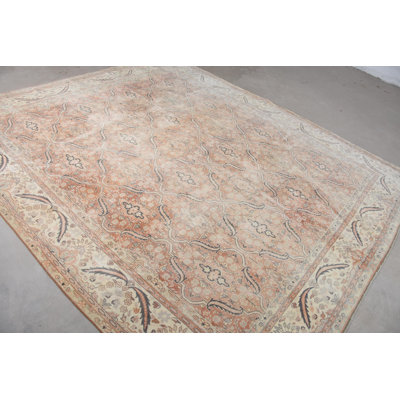 Oversize Wool Rug, 96.9x114.6 Inch Beige Patchwork Classic Rug