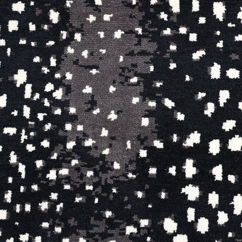 Louis Animal Print Hand-Knotted Wool/Cotton Ivory Area Rug, Rectangle 5' x 8', Black/White/Gray