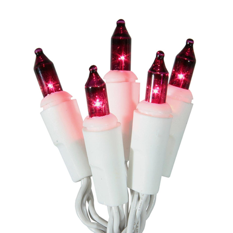 Mini guirlande de Noël 10 piles, Blanc, Rose