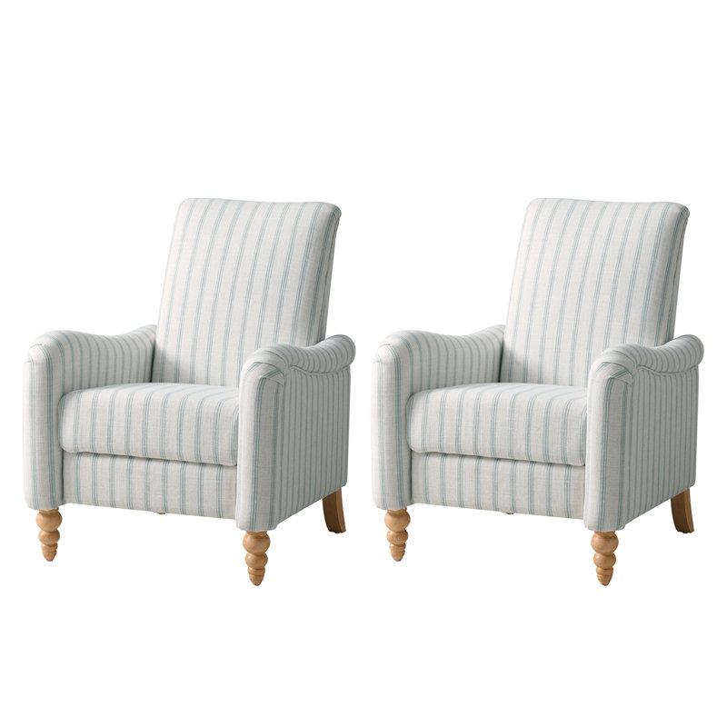 Fauteuil inclinable par pression en lin Arathi, Rayures bleues