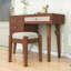 Retro Wood Makeup Vanity Set with Charging Plug, USB Port, 4 Storage Drawers and Stool-1640550197