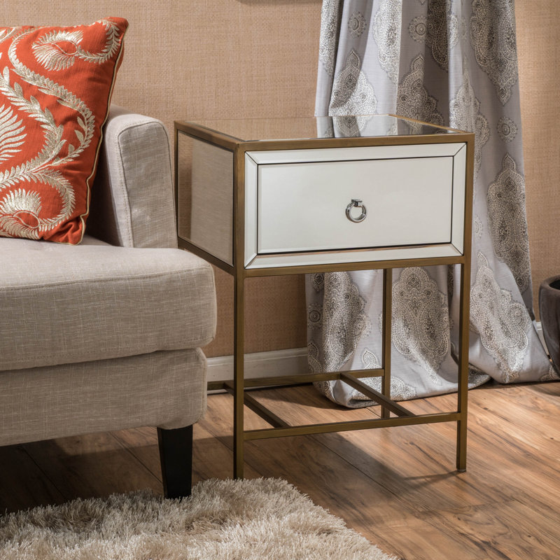 Table de bout avec rangement Chandre, Or foncé