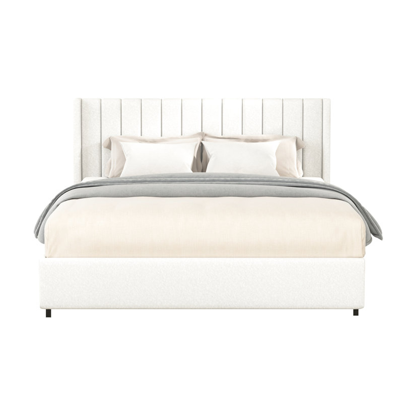 Lit plateforme tapissier grand avec rangement Anda