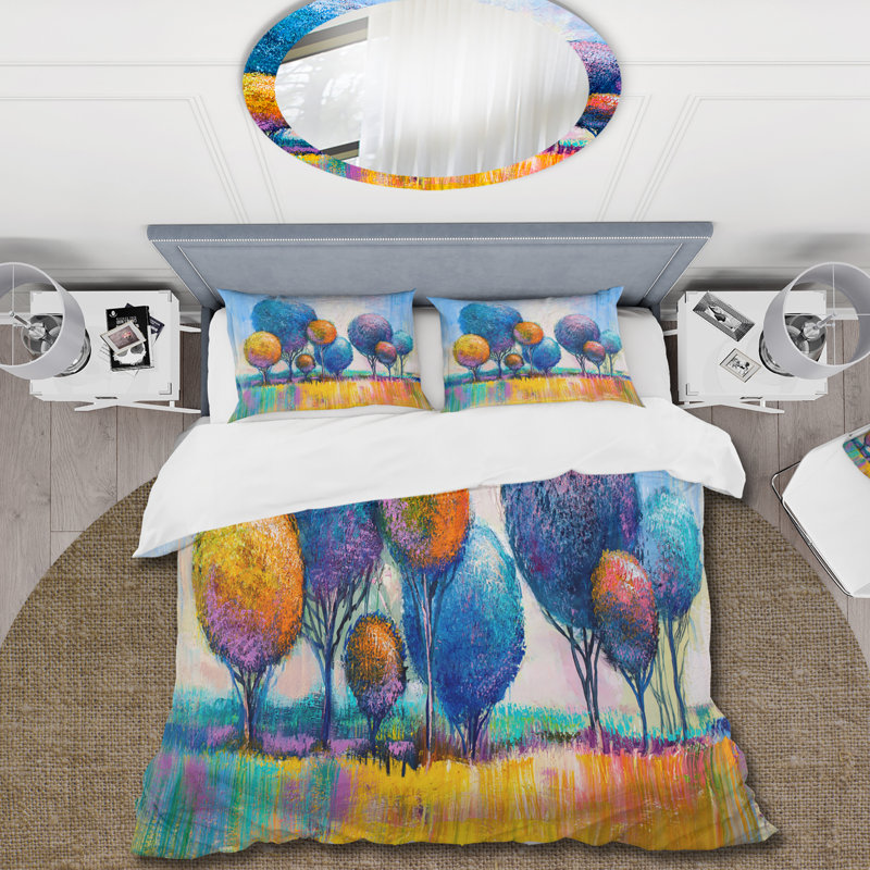Autumn Fantasy Trees IV - Ensemble de housse de couette moderne - Microfibre de polyester